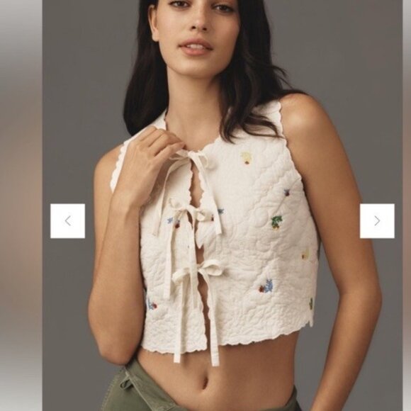 Anthropologie Quilted tie-up floral vest - Picture 5 of 5